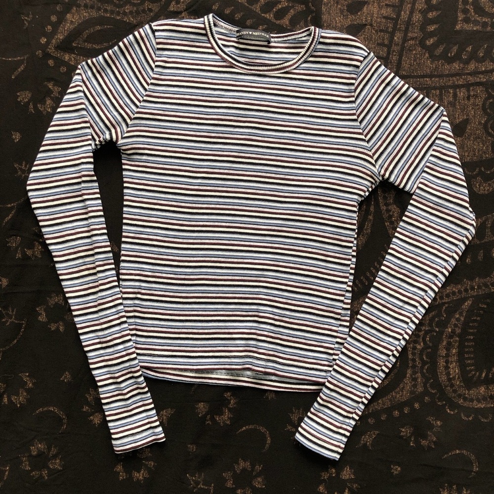 Brandy Melville Striped Longsleeve Crop Top
